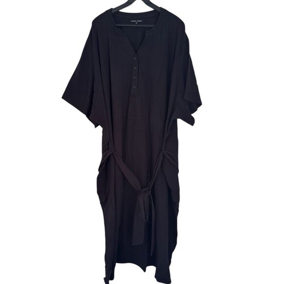 Universal Standard Black Button Top Belted Midi Dress Size 4XL - Picture 1 of 4